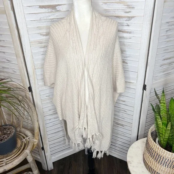 American EAGLE Women's Boho Open Front Cardigan Kimono Sweater Short Sleeve OS - Picture 2 of 15